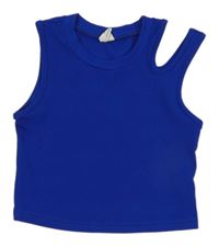 Zafírový rebrovaný crop top shein