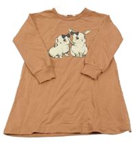 Broskvové teplákové šaty s králíky H&M