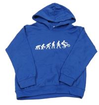 Modrá mikina s potlačou a kapucňou