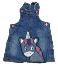 Tmavomodré na traké rifľové šaty s jednorožcom Ergee