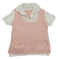 Svetloružová pletená vesta s všitou halenkou St. Bernard