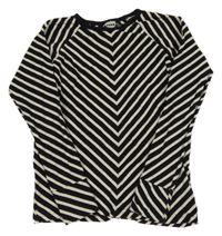 Čierno-smotanové pruhované tričko