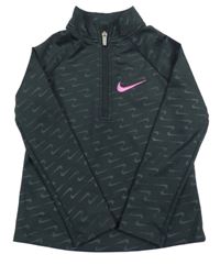 Antracitová vzorovaná sportovní funkční mikina s logem Nike