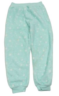 Mátové chlpaté pyžamové nohavice s hviezdami F&F