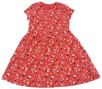 Červené kvetované bavlnené šaty C&A