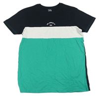 Černo-bílo-zelené tričko s nápisem Primark