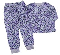 Lila-tyrkysové zamatové pyžama s leopardím vzorom F&F