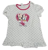 Bílé puntíkaté tričko s Minnie a Daisy Disney