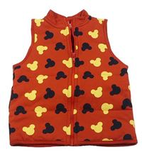 Červená zateplená tepláková zateplená vesta s Mickeym zn. Disney