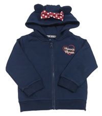 Tmavomodrá propínací mikina se srdíčkem a kapucí Disney