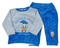 2set - Modré sametové triko s Donaldem + tepláky Disney
