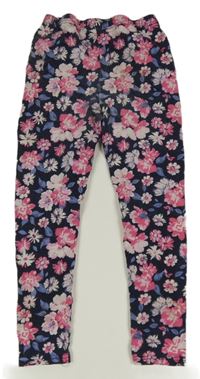 Tmavomodré kvetované legíny