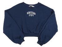 Tmavomodrá crop mikina s nápisom zn. H&M