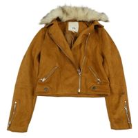 Hnedý semišový crop krivák s kožúškom zn. River Island