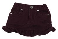 Mahagónovoá rifľová sukňa s všitými kraťasy Guess