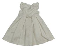 Bielo-zlaté kvetované trblietavé šaty s mašlou C&A