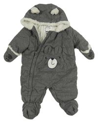 Sivá šušťáková zimná kombinéza s ňufáčikom  a kapucňou C&A