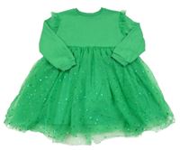 Zelené teplákové šaty s tylovou sukní se srdíčky Dunnes Stores