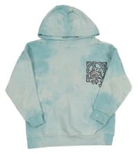 Světlemodro-biela batikovaná mikina s obrázkami a kapucňou George