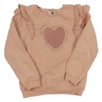 Růžová mikina se srdcem a volánky C&A