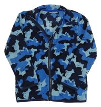 Tmavomodro-modrá army propínací fleecová mikina 