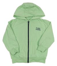 Svetlozelená prepínaci mikina s nápisom a kapucňou Little kids