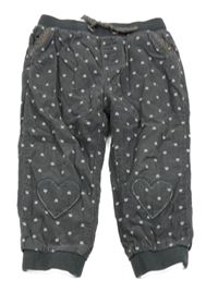 Antracitové podšité cuff manšestráky so srdiečkami a úpletovým pasom