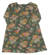 Khaki-barevné květované teplákové šaty H&M
