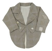 Hnědo-bílo-světlemodrý kostkovaný frak 