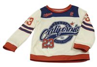 Smetanovo-tmavomodro-vínová mikina s nápismi a číslom Shein