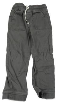 Antracitové plátěné cuff kalhoty Tu