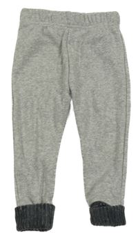 Světlešedo-tmavošedé zateplené tepláky Tu