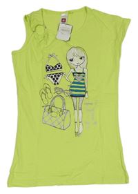 Nové - Svetlozelený top s dívkou C&A