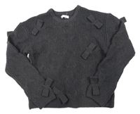 Antracitový vlnený sveter s 3D mašľami Primark