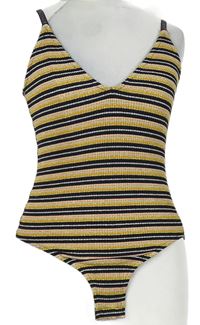 Dámské černo-zlato-růžové pruhované třpytivé body Topshop 
