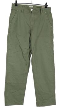 Nové - Pánské světlekhaki plátěné kalhoty s kapsami River Island vel. 32/32