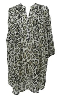 Dámská černo-šedá vzorovaná šifonová halenková tunika Gina Benotti 