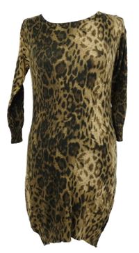 Dámske béžovo-hnedé vzorované svetrové šaty Next