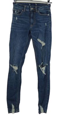 Dámske modré skinny rifle s vyšúchaním Denim vel. 32