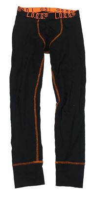 Čierne spodné nohavice s nápisom a oranžový prošitím H&M
