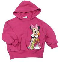 Neónově ružová mikina s Minnie a kapucňou zn. Next