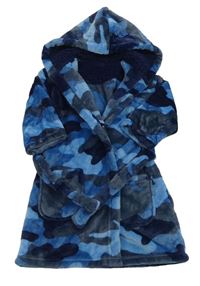 Modrý army chlupatý župan s kapucí M&S