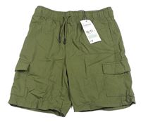 Khaki plátěné cargo kraťasy Denim Co