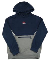 Tmavomodro-sivá mikina s logom a kapucňou Adidas