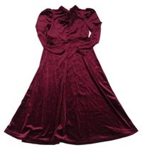 Vínové zamatové šaty Shein