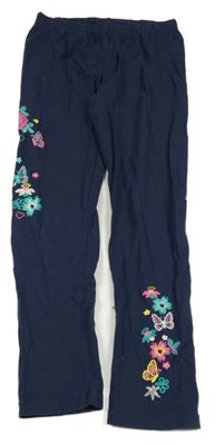 Tmavomodré legíny s kvietkami Topolino