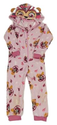 Světlerůžová chlupatá kombinéza s PAw Patrol a kapucí Nickelodeon