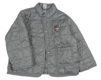 Světlešedá šusťáková prošívaná zateplená bunda s nášivkou C&A