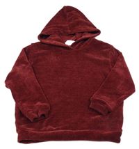 Vínový žinylkový sveter s kapucňou H&M
