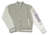 Šedo-bílá baseballová mikina s obrázkem Reserved